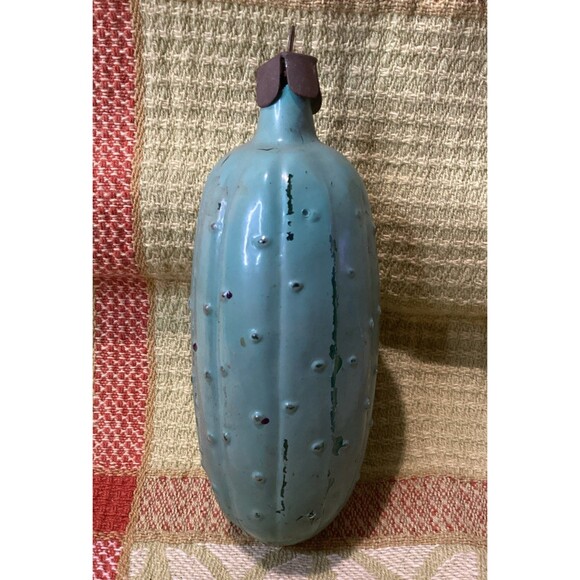 Antique USSR Painted Glass Christmas Fir-Tree Ornament Decoration Pickle - Picture 1 of 12